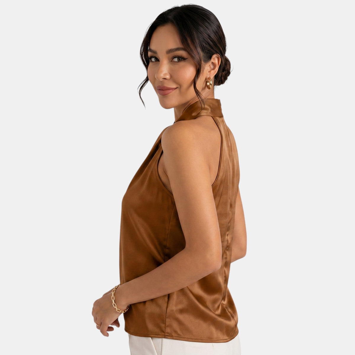 Top Satén Mujer Halter