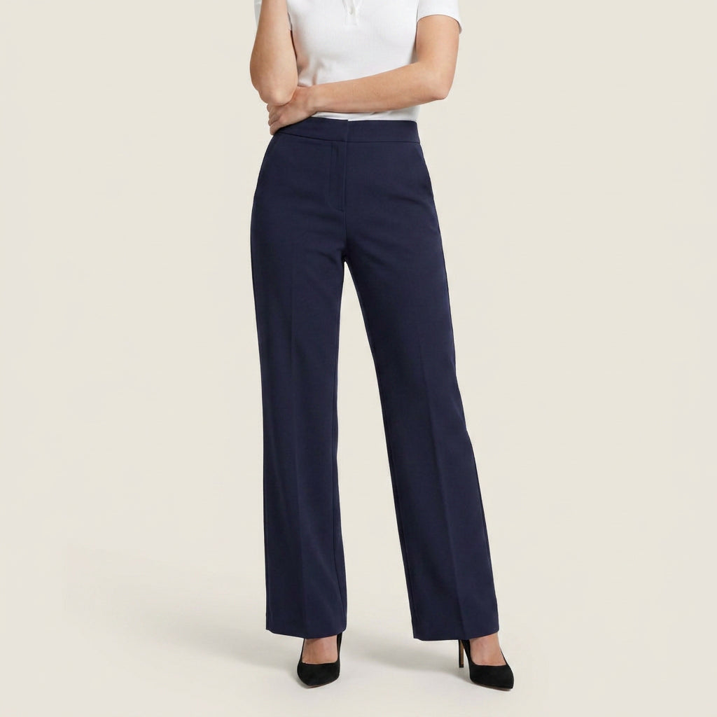 Pantalón Recto de Talle Alto con Pinza Central para Mujer
