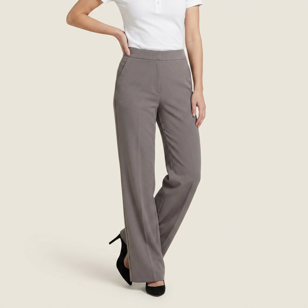 Pantalón Recto de Talle Alto con Pinza Central para Mujer
