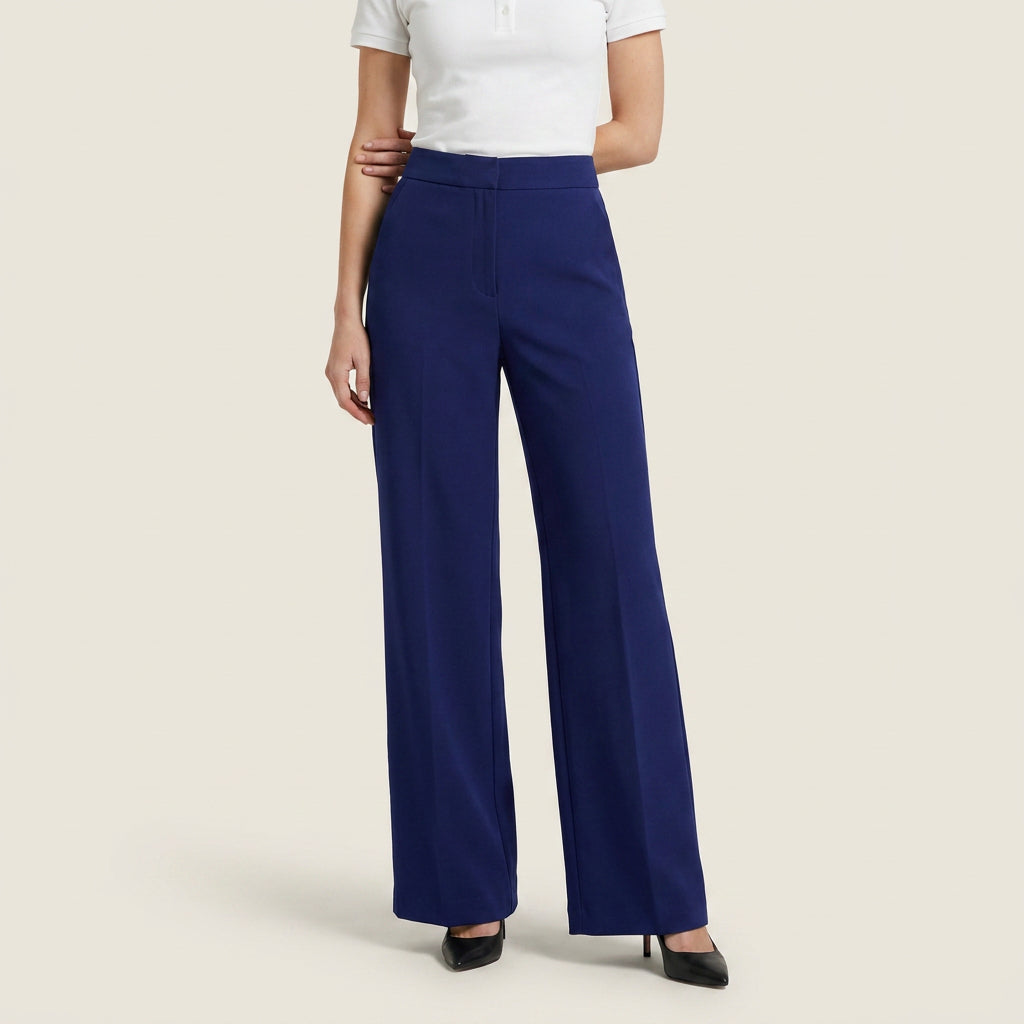 Pantalón Recto de Talle Alto con Pinza Central para Mujer