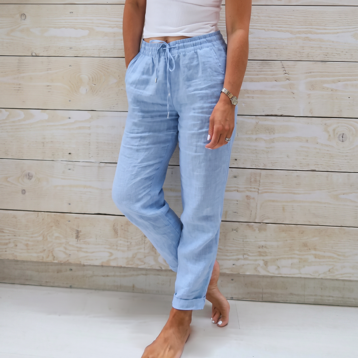 Pantalones Holgados con Cordón para Mujer - Corte Cómodo y Fluido