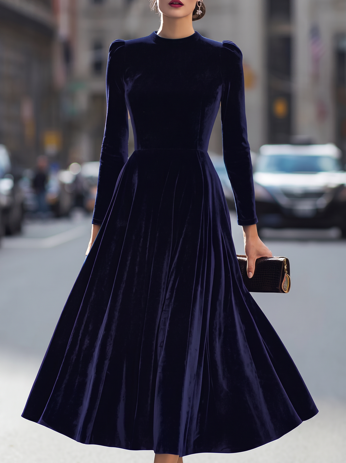 Vestido Invitada de Boda Midi Manga Larga