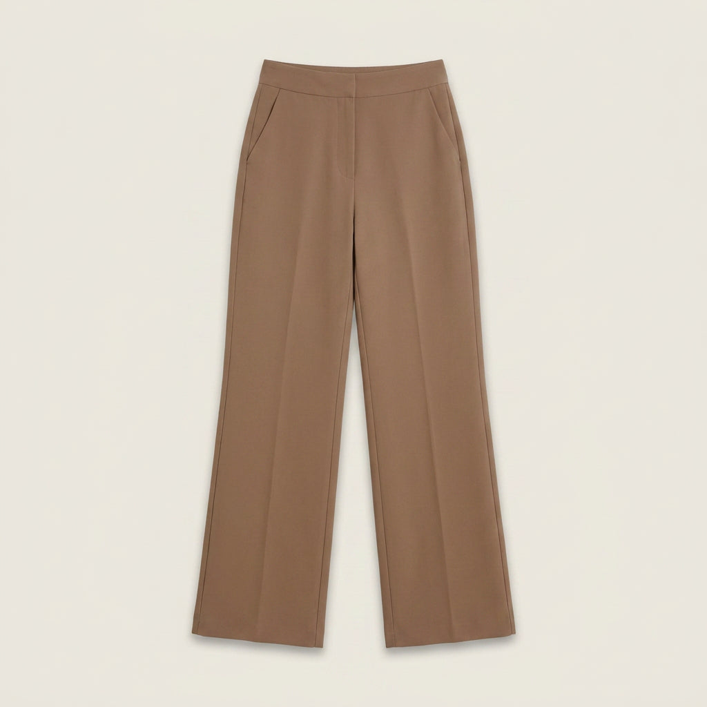 Pantalón Recto de Talle Alto con Pinza Central para Mujer