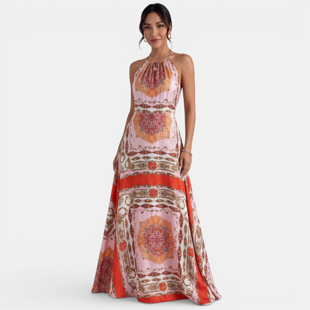 Vestido Largo Boho Rojo Halter