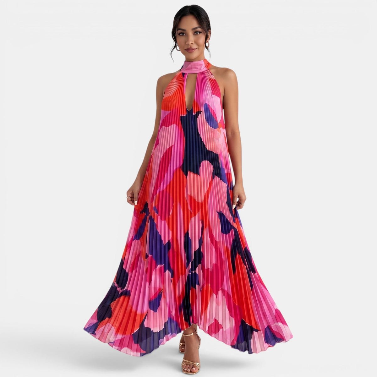Vestido Largo Floral Halter Verano