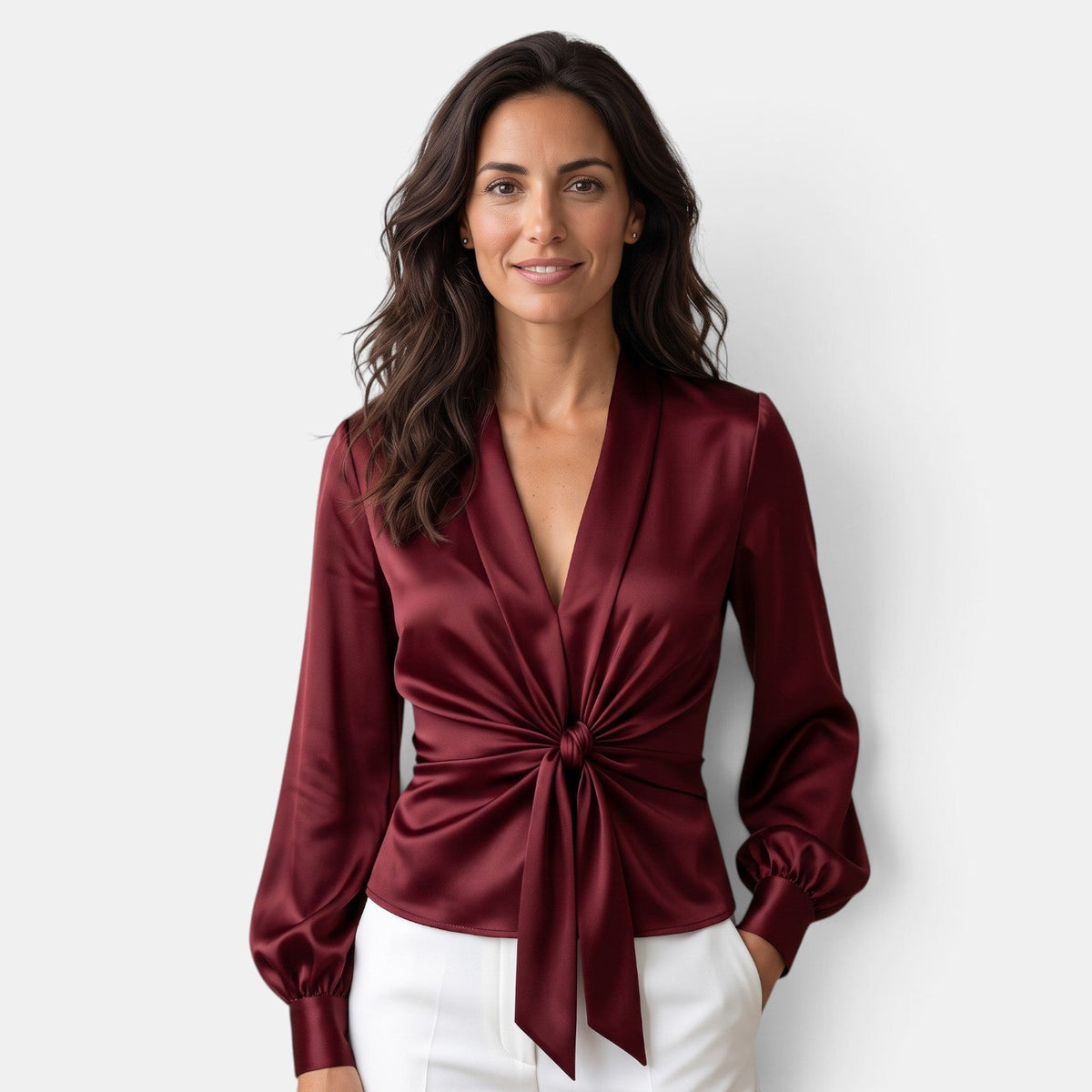 Blusa Mujer Satinada Manga Larga