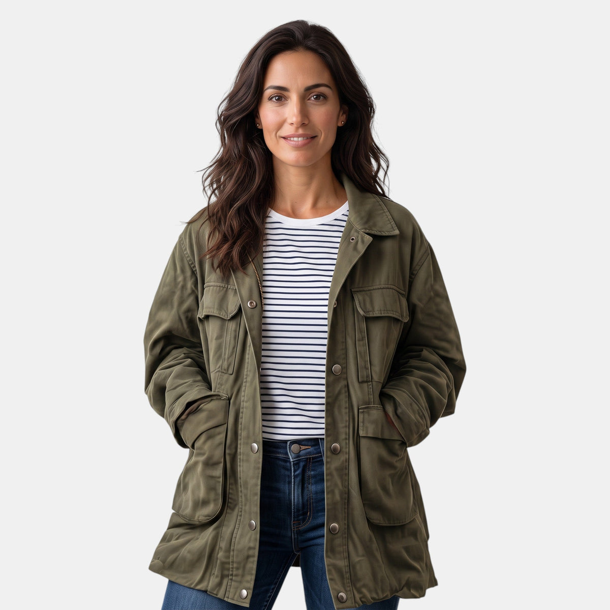 Chaqueta Utility Mujer – Estilo Militar Oversize