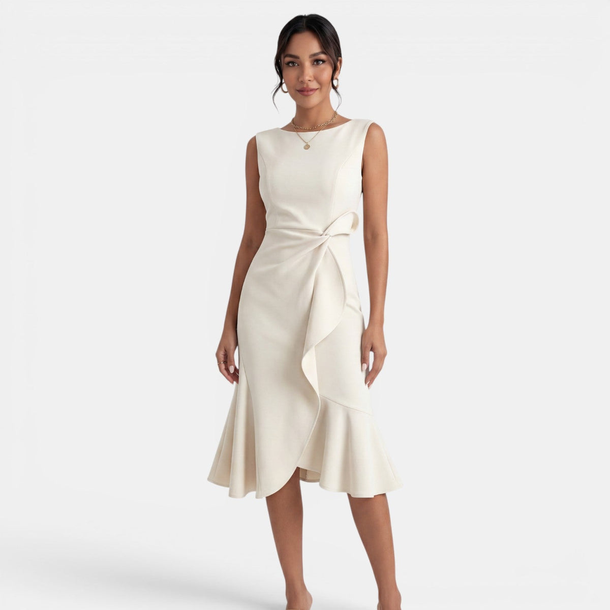 Vestido Midi Mujer Entallado Elegante