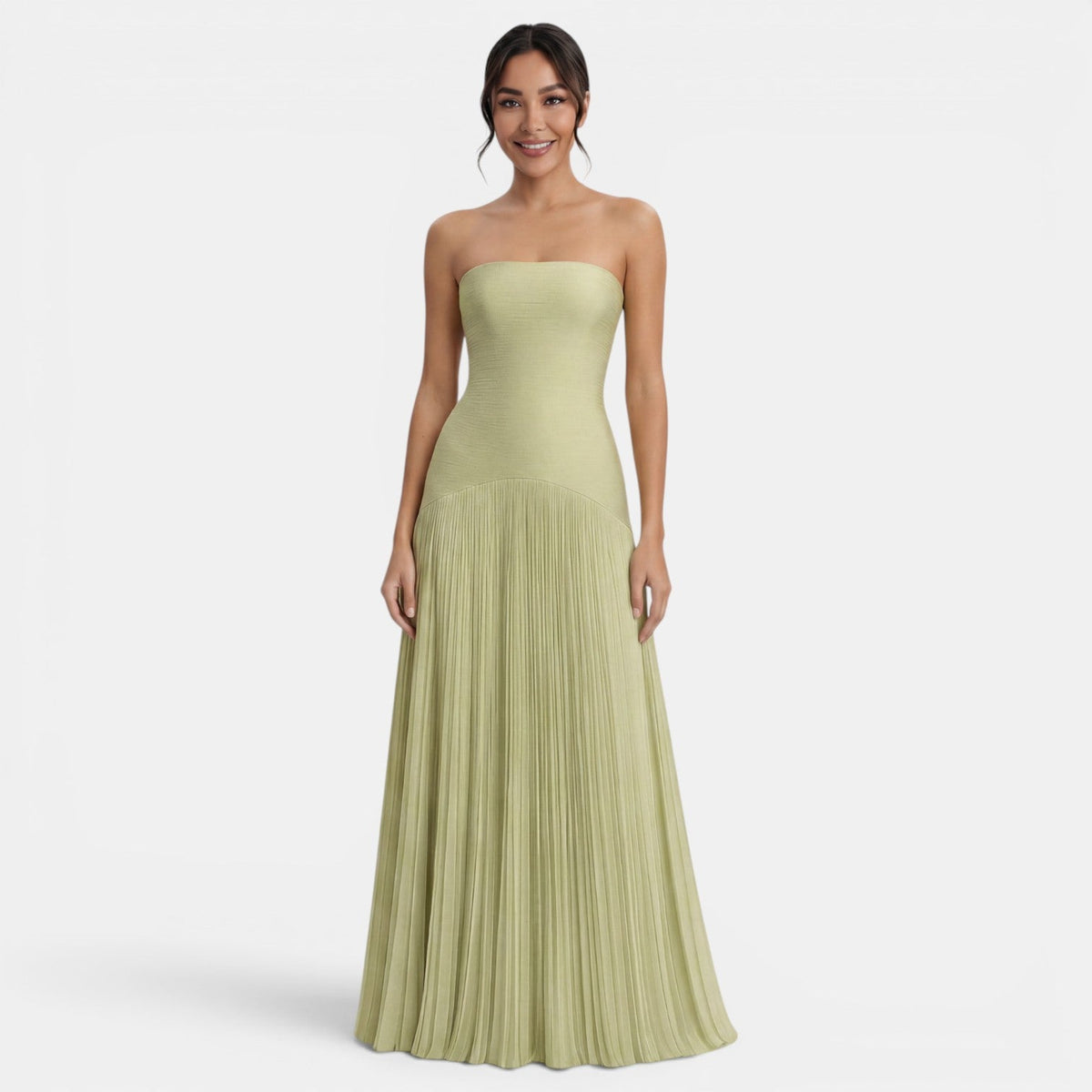 Vestido Largo Plisado Mujer Elegante Verano