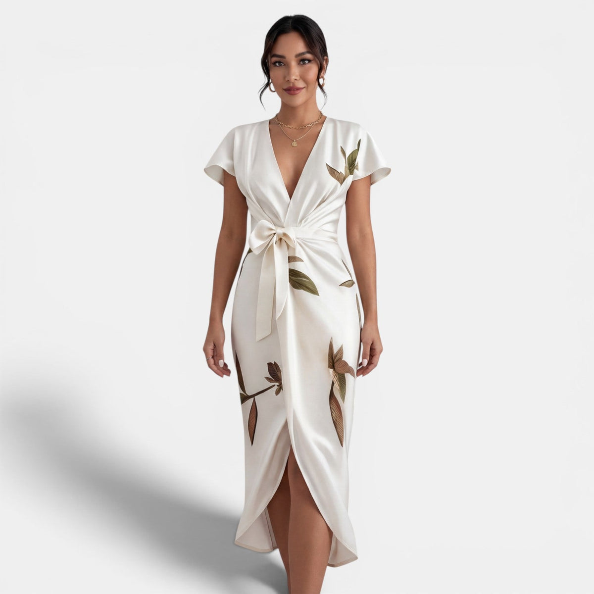 Vestido Midi Cruzado Floral Mujer