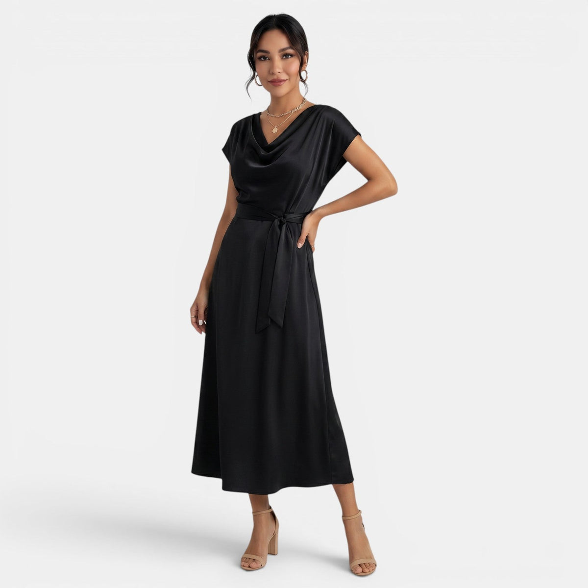 Vestido Midi Elegante de Seda para Mujer