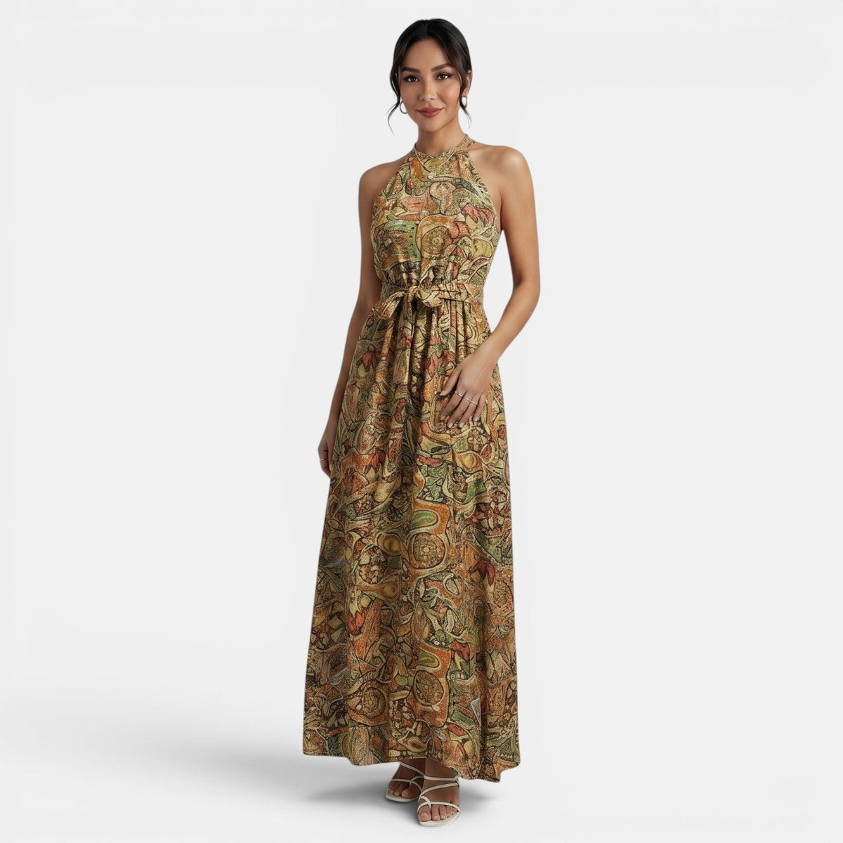 Vestido Boho Largo de Cintura Alta