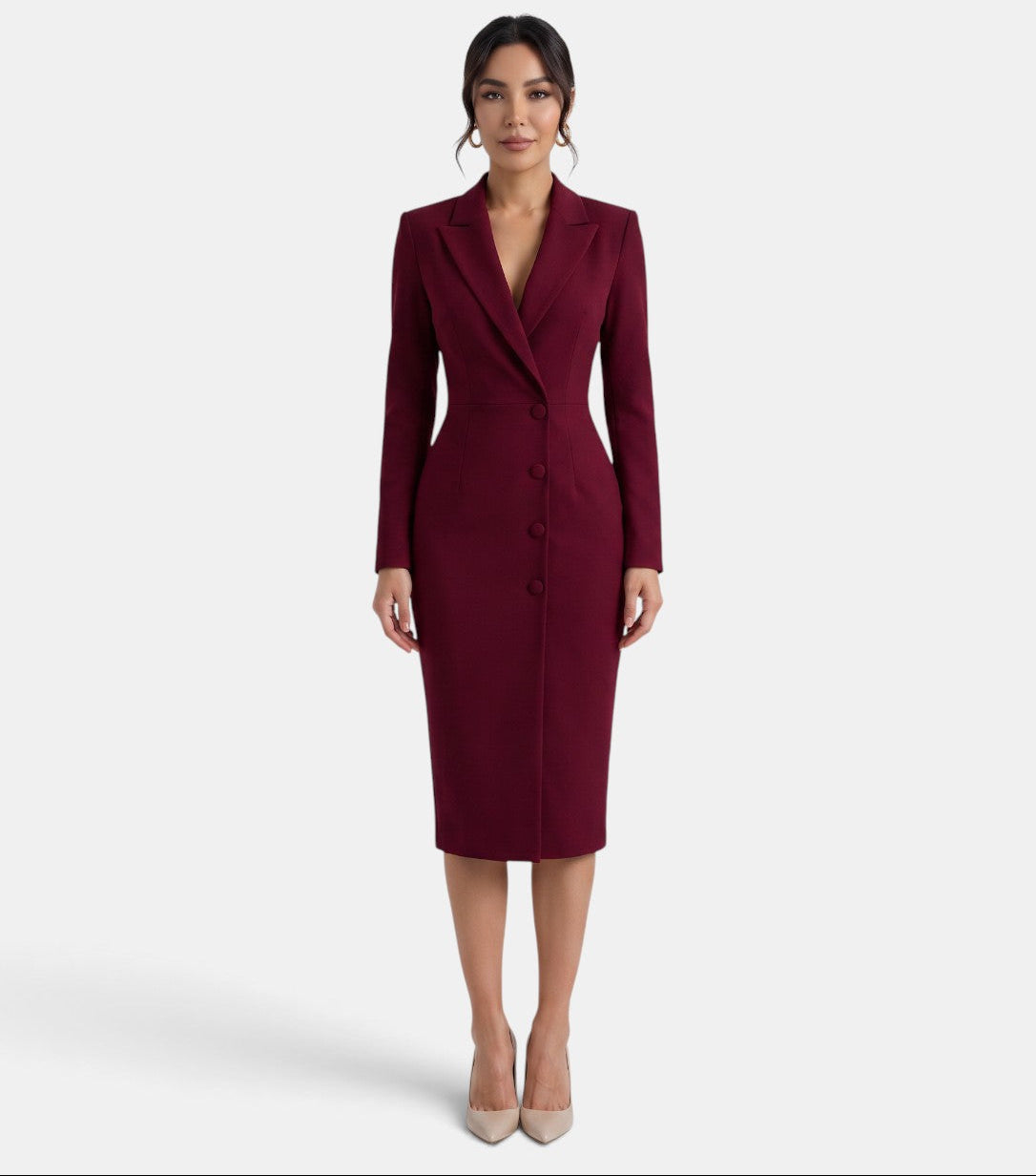 Vestido Blazer Midi Blanco Mujer Premium