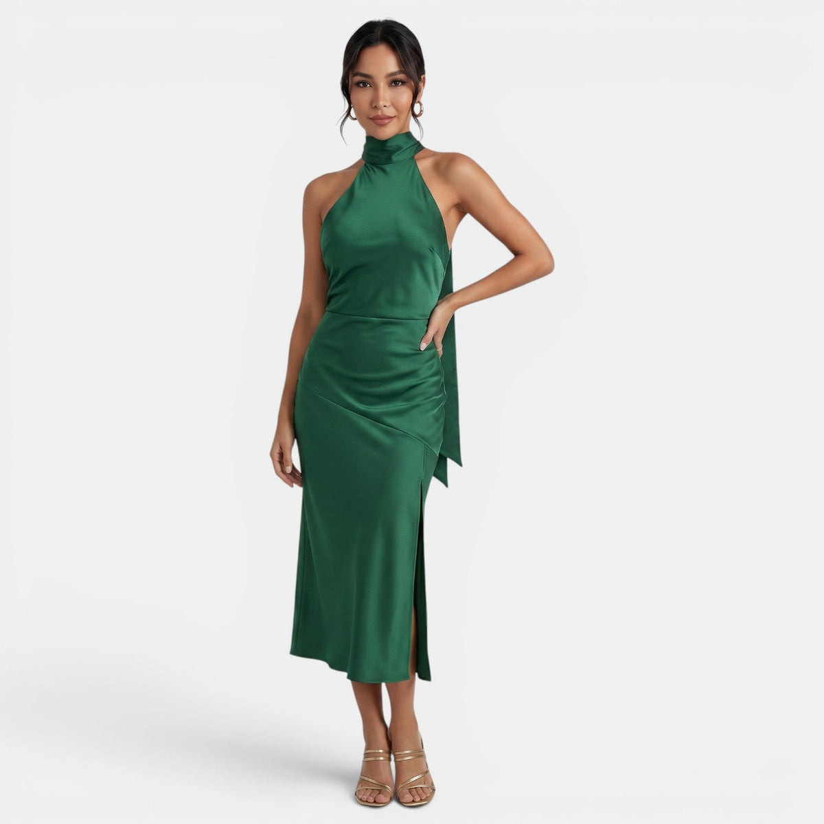 Vestido Satén Elegante Mujer