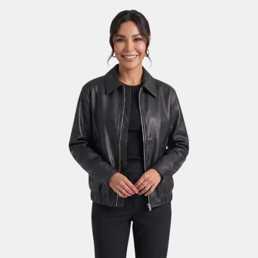 Chaqueta Larga Mujer Premium – Efecto Piel Oversize con Cremallera