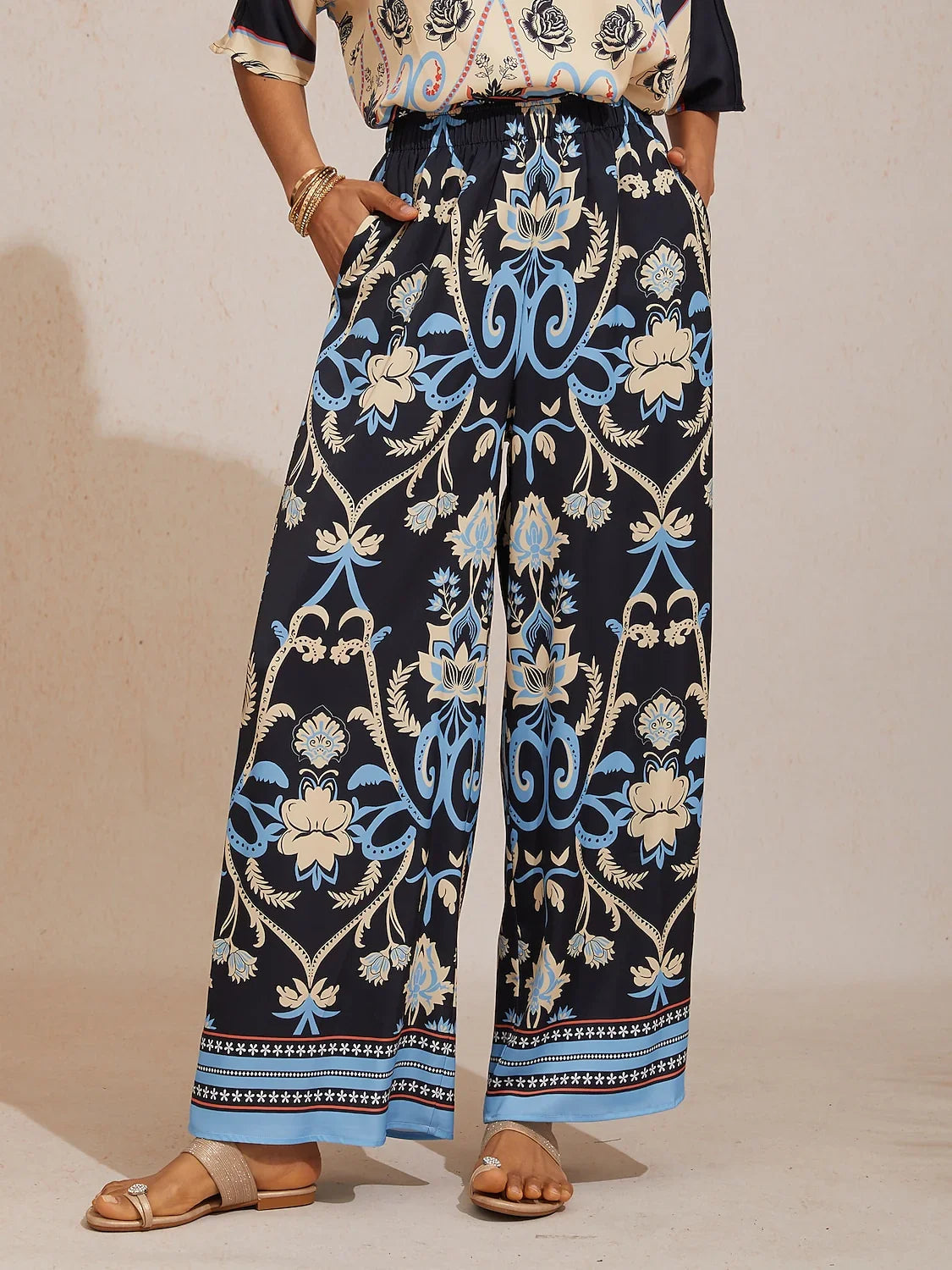 Malva | Pantalón Palazzo de Satén
