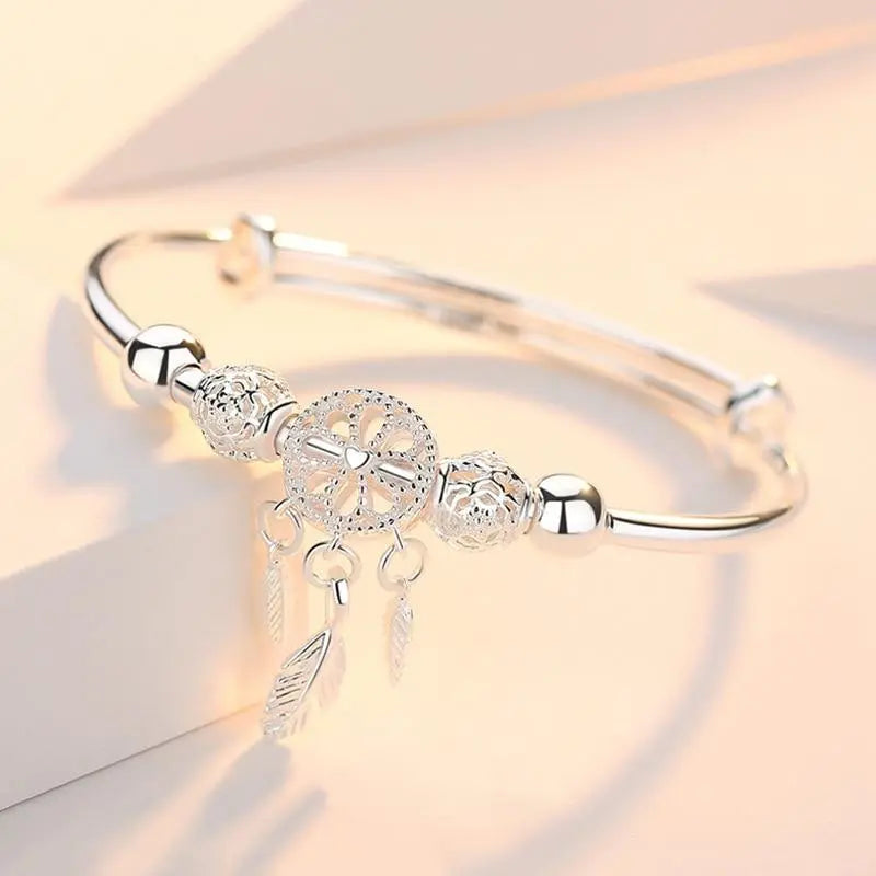 Pulsera Plata con Cólgante Atrapasueños
