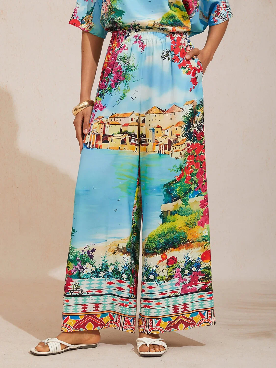 Malva | Pantalón Palazzo de Satén