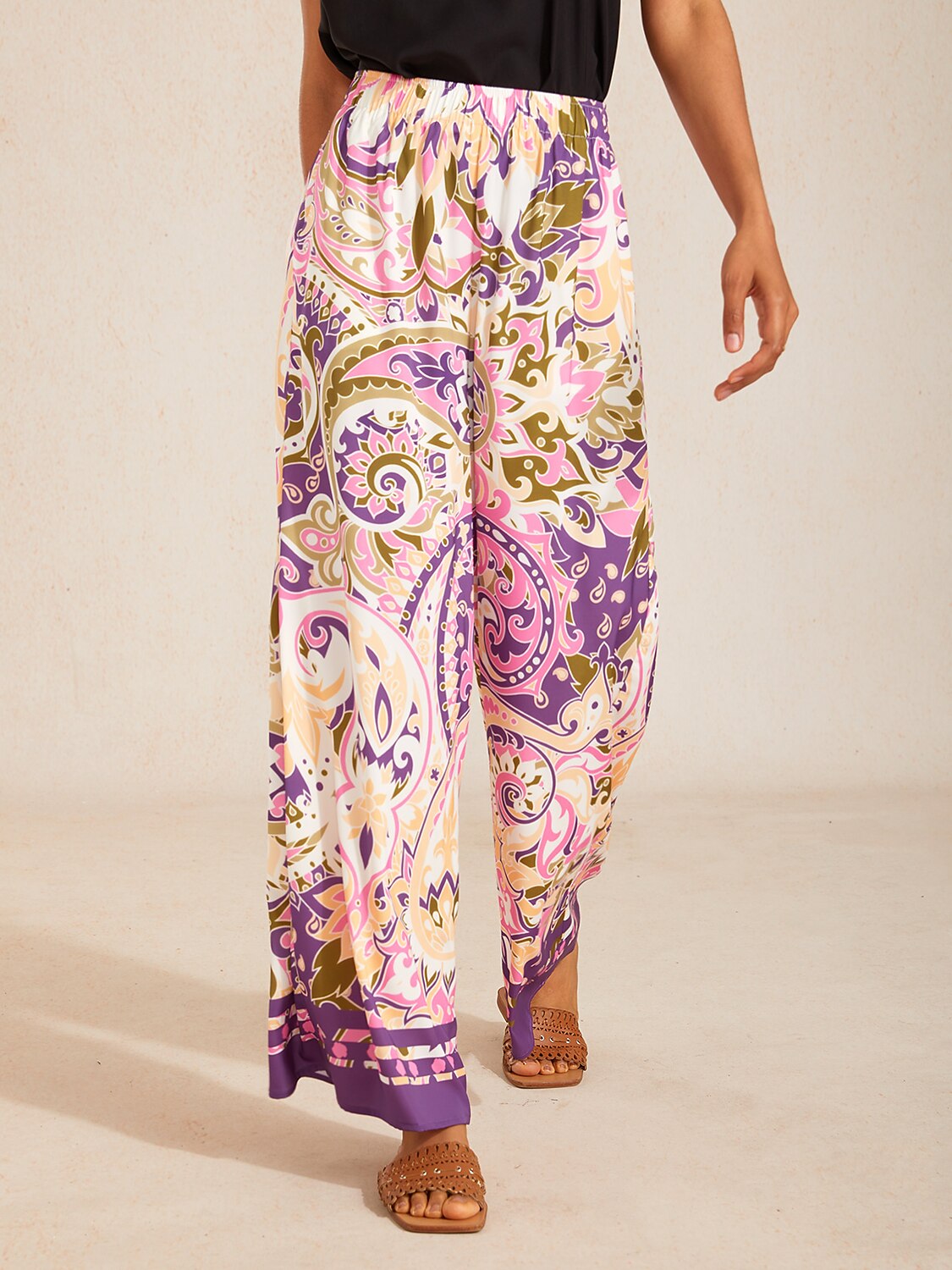 Malva | Pantalón Palazzo de Satén