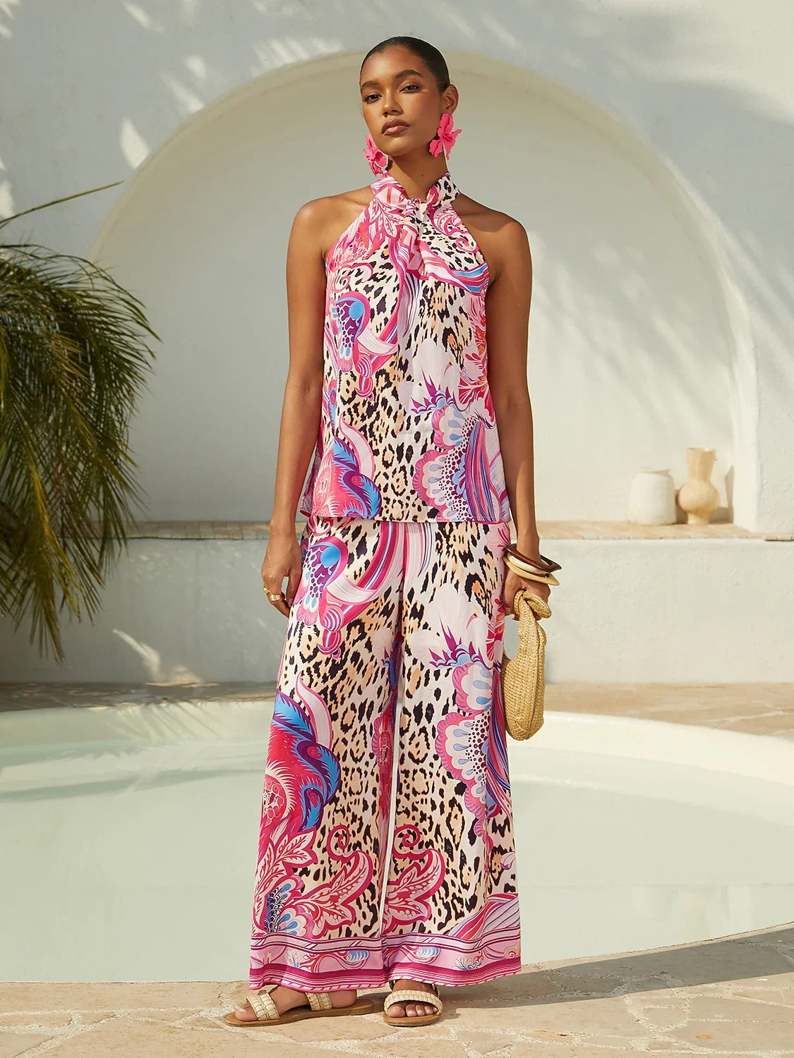 Malva | Pantalón Palazzo de Satén