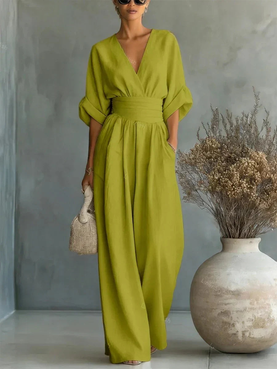 Noe | Tuta elegante con scollo a V e vita alta
