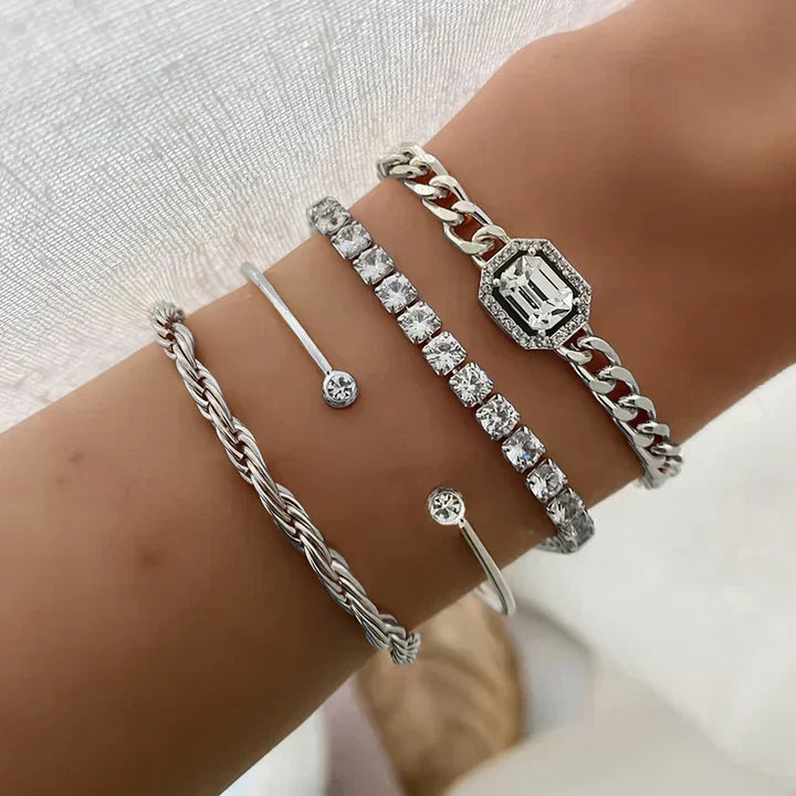 Set de Pulseras Domitia Calvina Oro Blanco