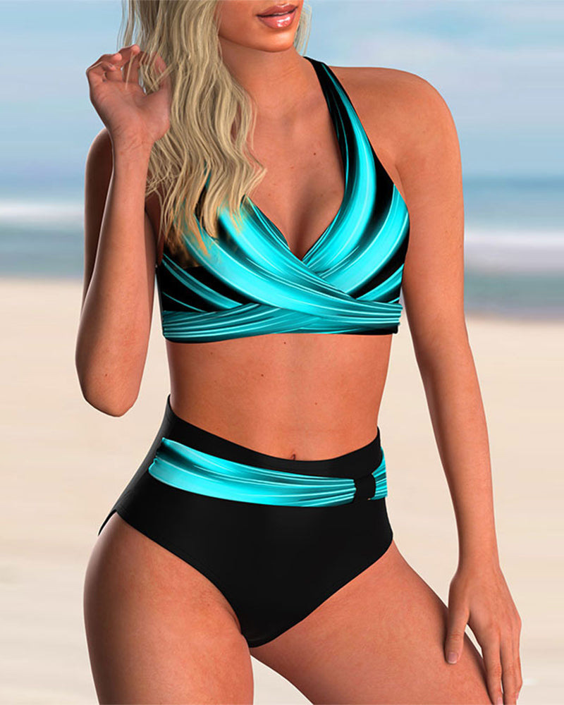 Ocean Muse | Set bikini scollo all'americana con stampa
