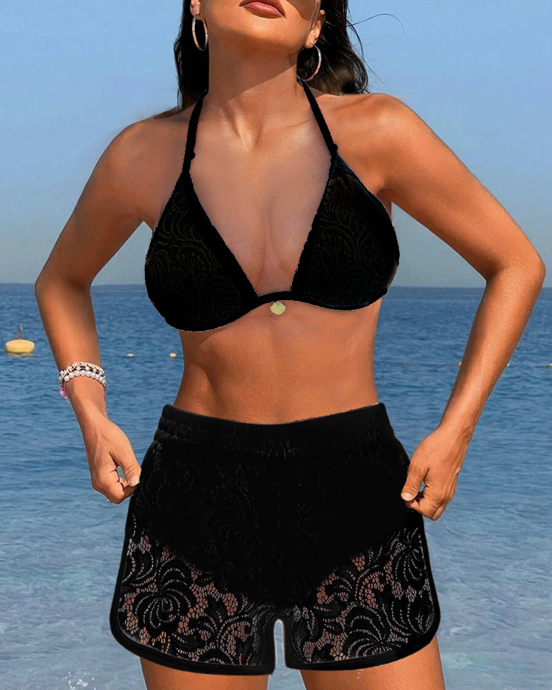 Aqua Desire | Elegante bikini in pizzo liscio