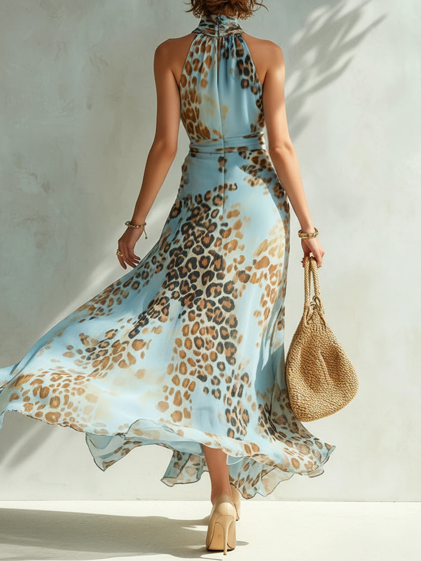 Desiree | Vestido Largo Glamour con Estampado Animal Print