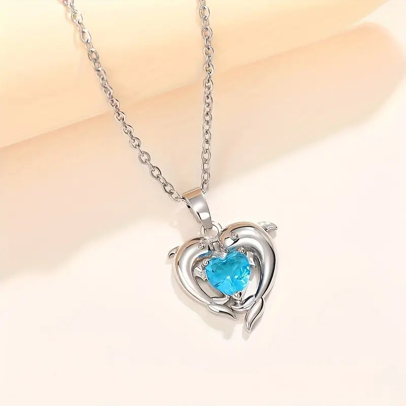 Collar Corazón Océano Estilo Gemelo