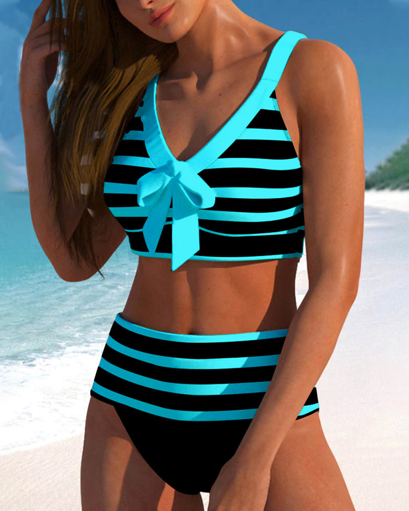 Island Glow | Bikini a righe a vita alta