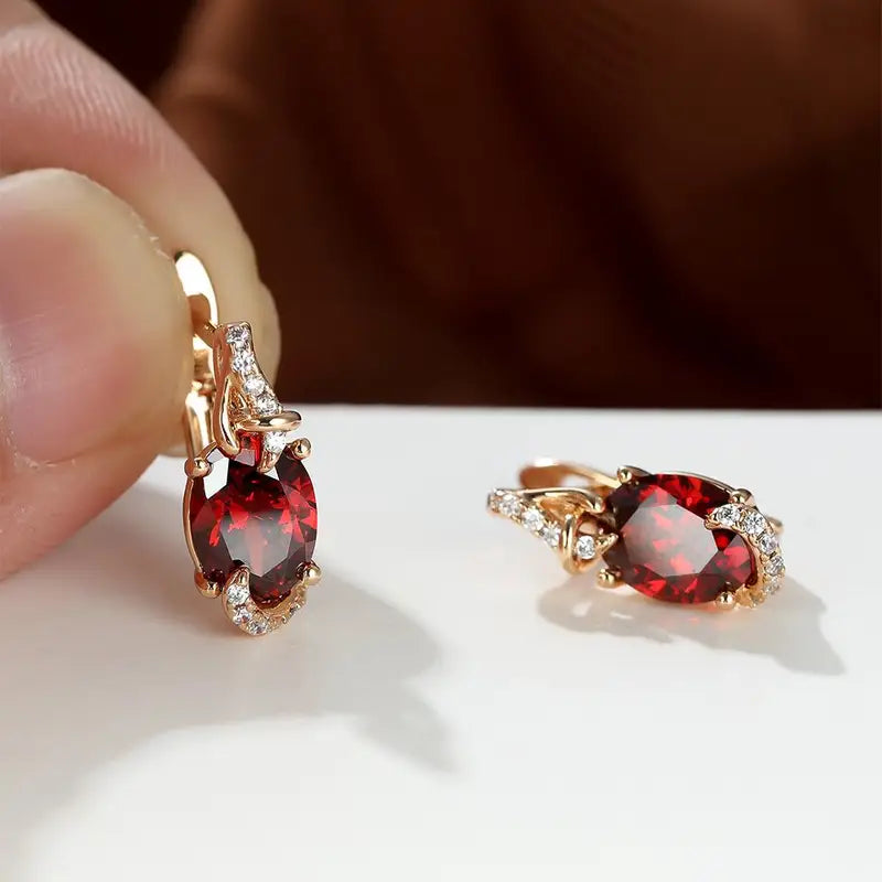 Pendientes Colgantes Rojo Profundo Crepúsculo