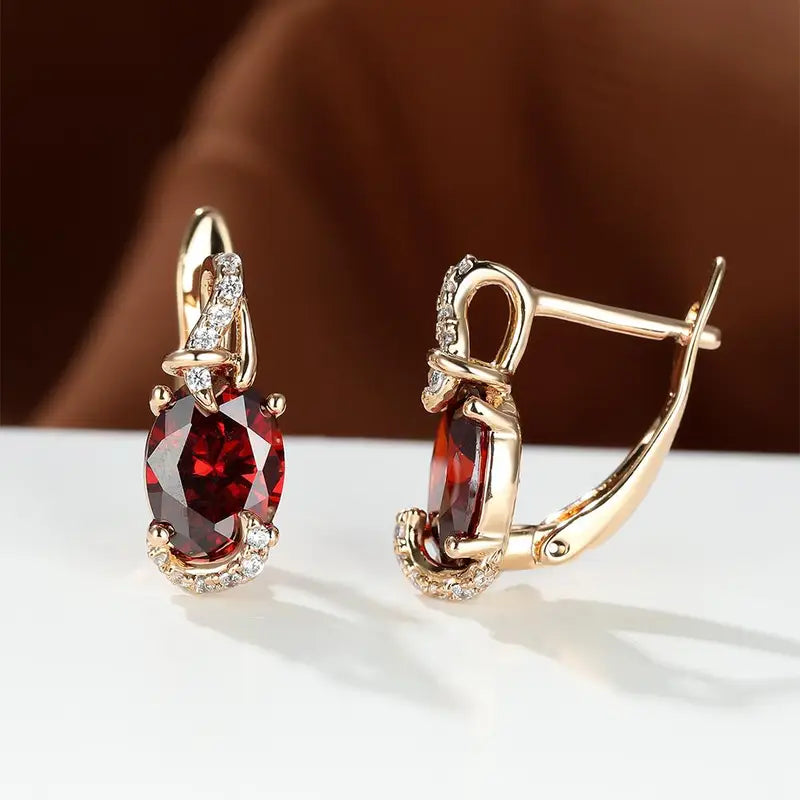 Pendientes Colgantes Rojo Profundo Crepúsculo