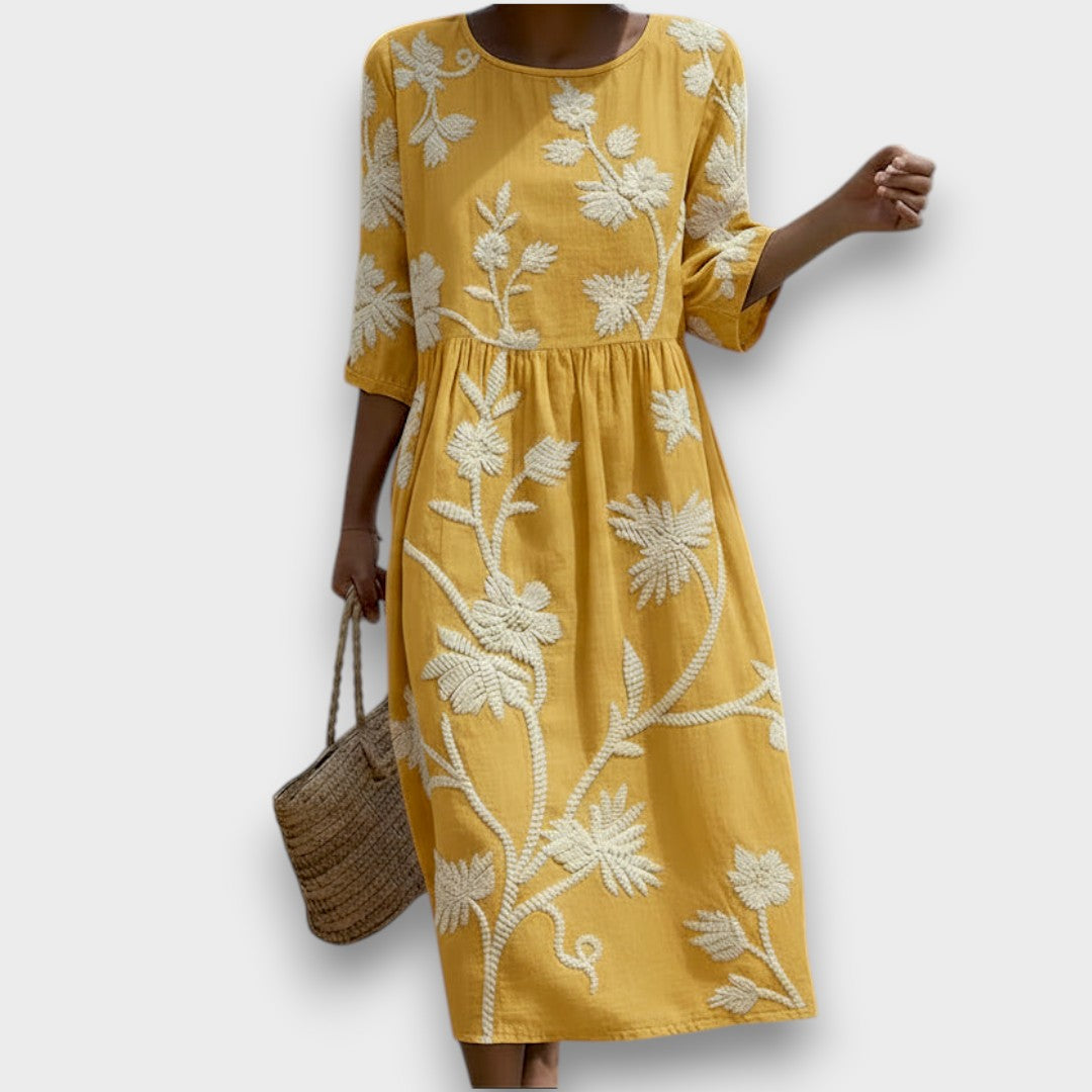 Vira | Abito midi con stampa floreale e a foglie