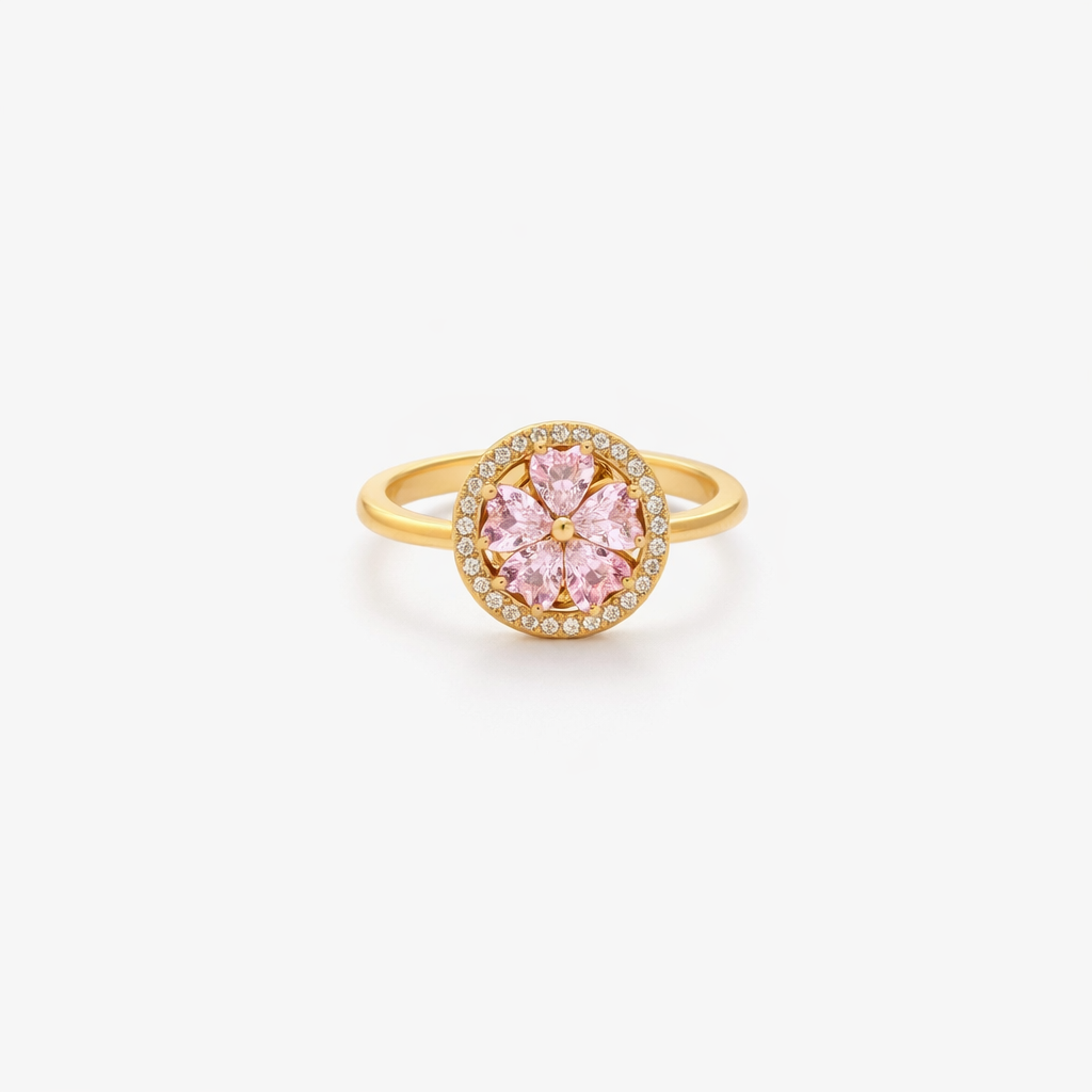 Anillo Giratorio Floración Corazón Rosa