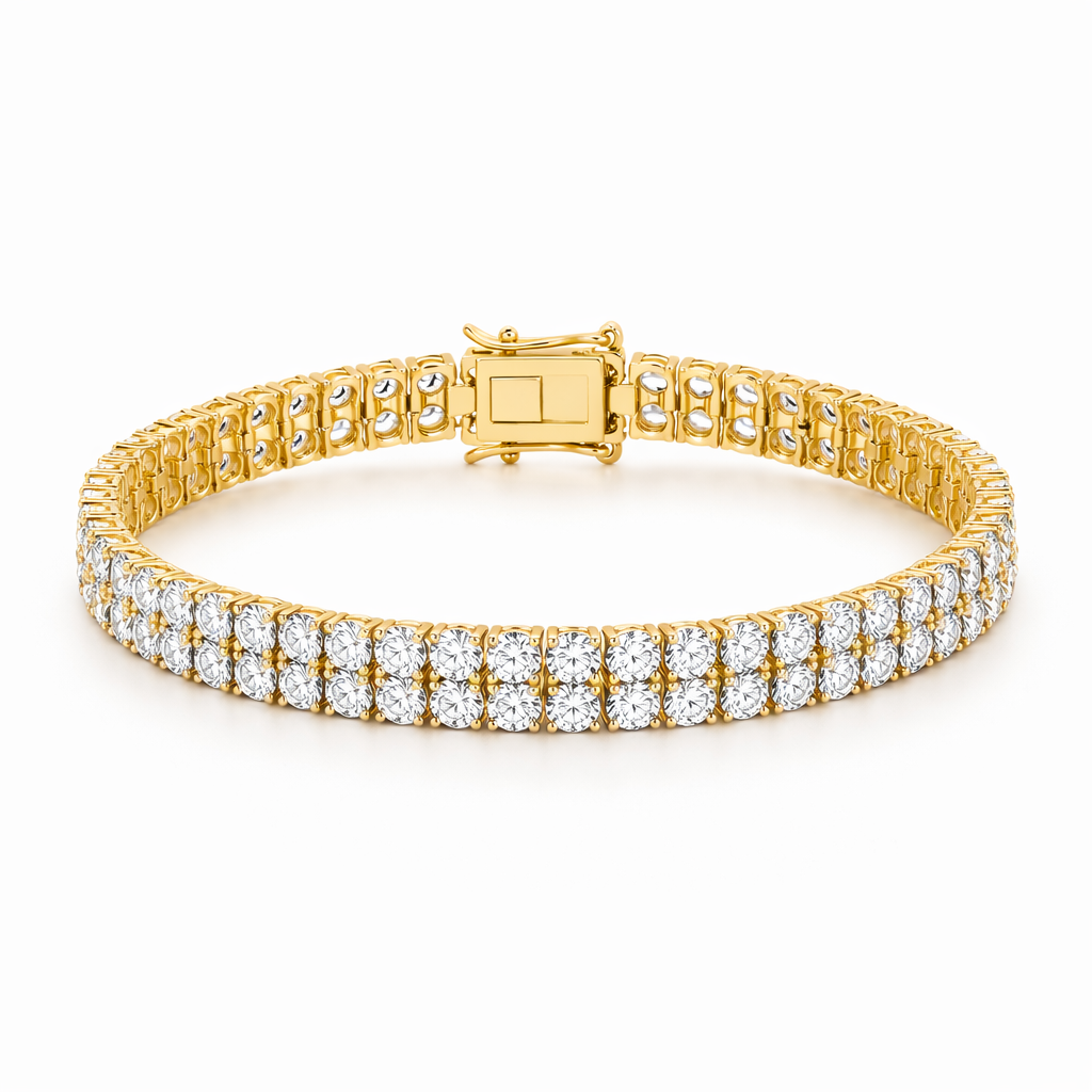 Pulsera Tenis Doble Fila Oro
