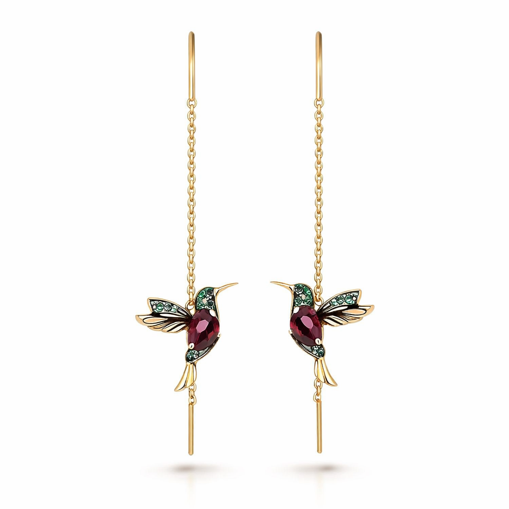 Pendientes Colibrí con Esmalte y Circonita