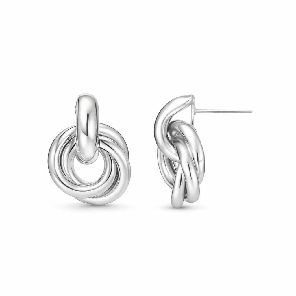 Pendientes Trenzados Oro Blanco