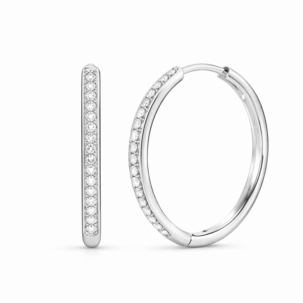 Pendientes Sorel Pavé Oro Blanco