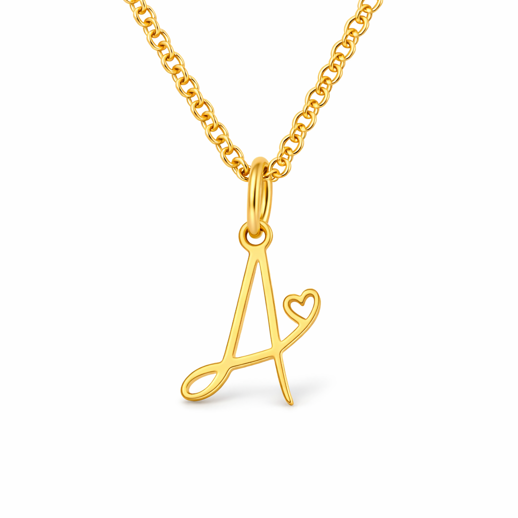 Collar Inicial en Corazón Oro