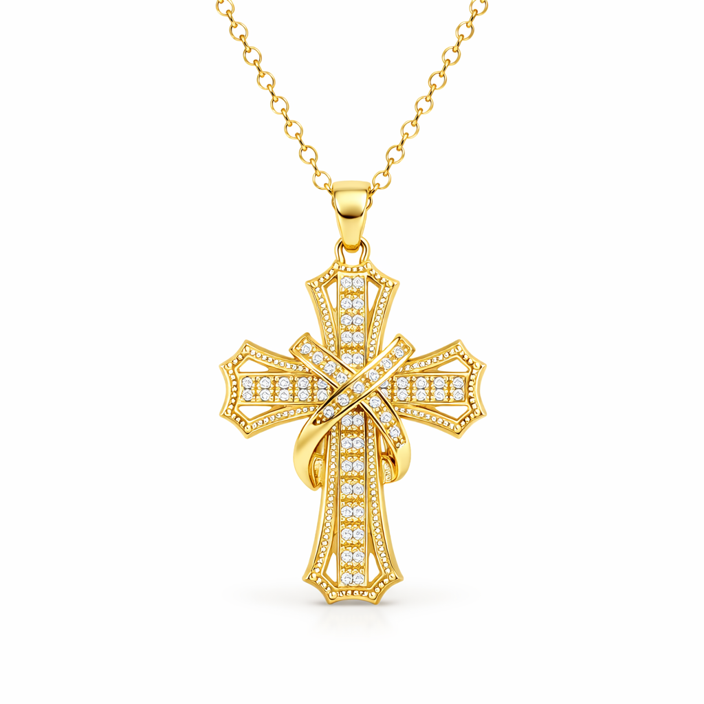 Collar Cruz Brillante Oro