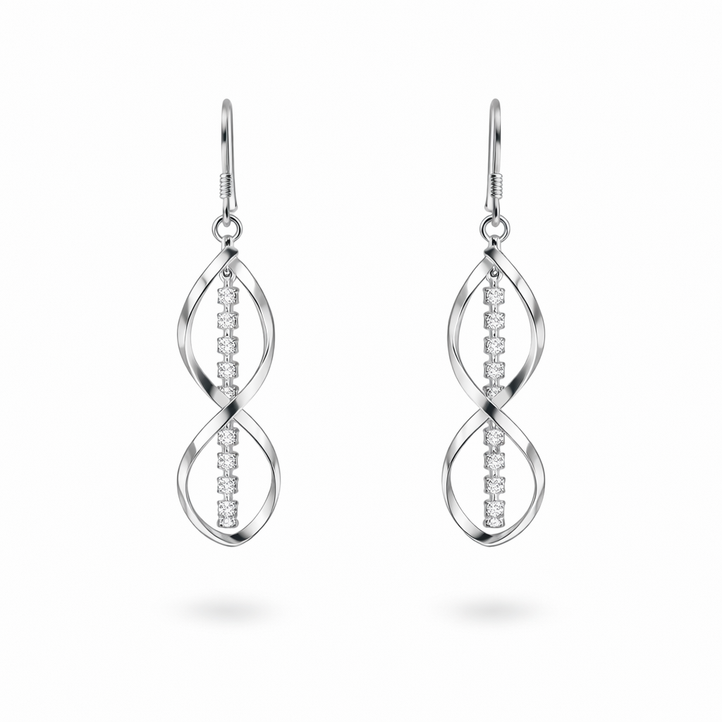 Pendientes Espiral Rayo de Sol Oro Blanco