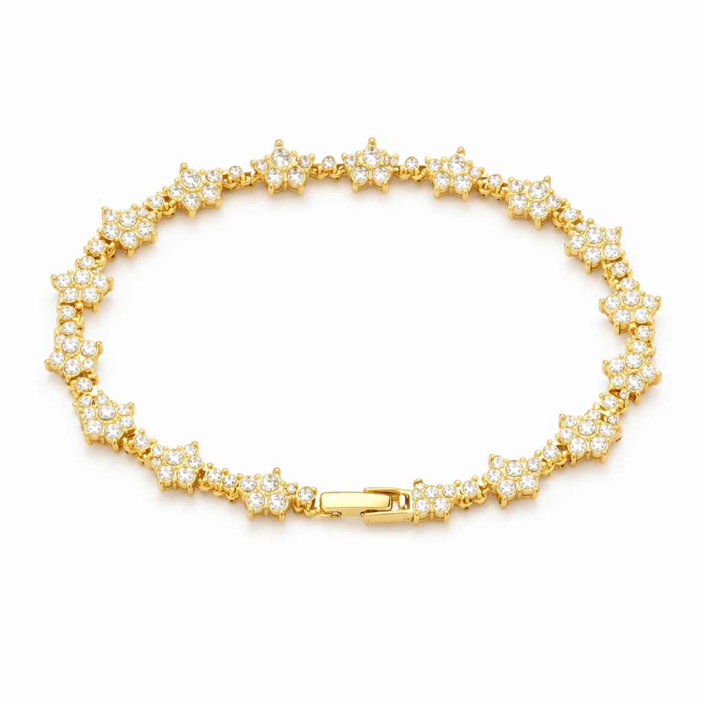 Collar Tenis Clásico Racimo Oro