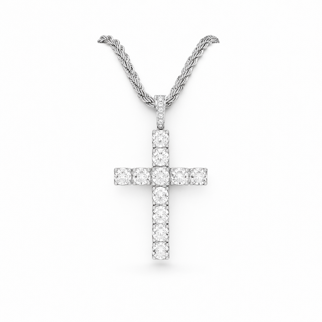Collar Cruz Oro Blanco