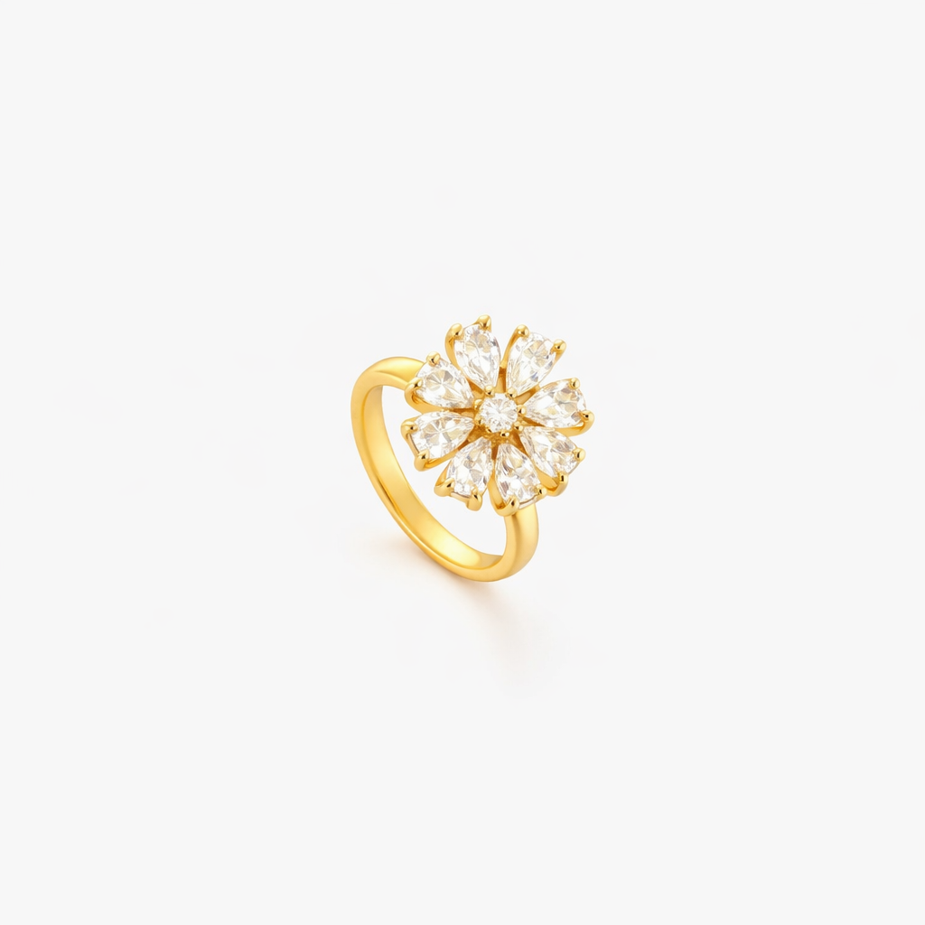 Anillo Giratorio Floral con Detalle Oro