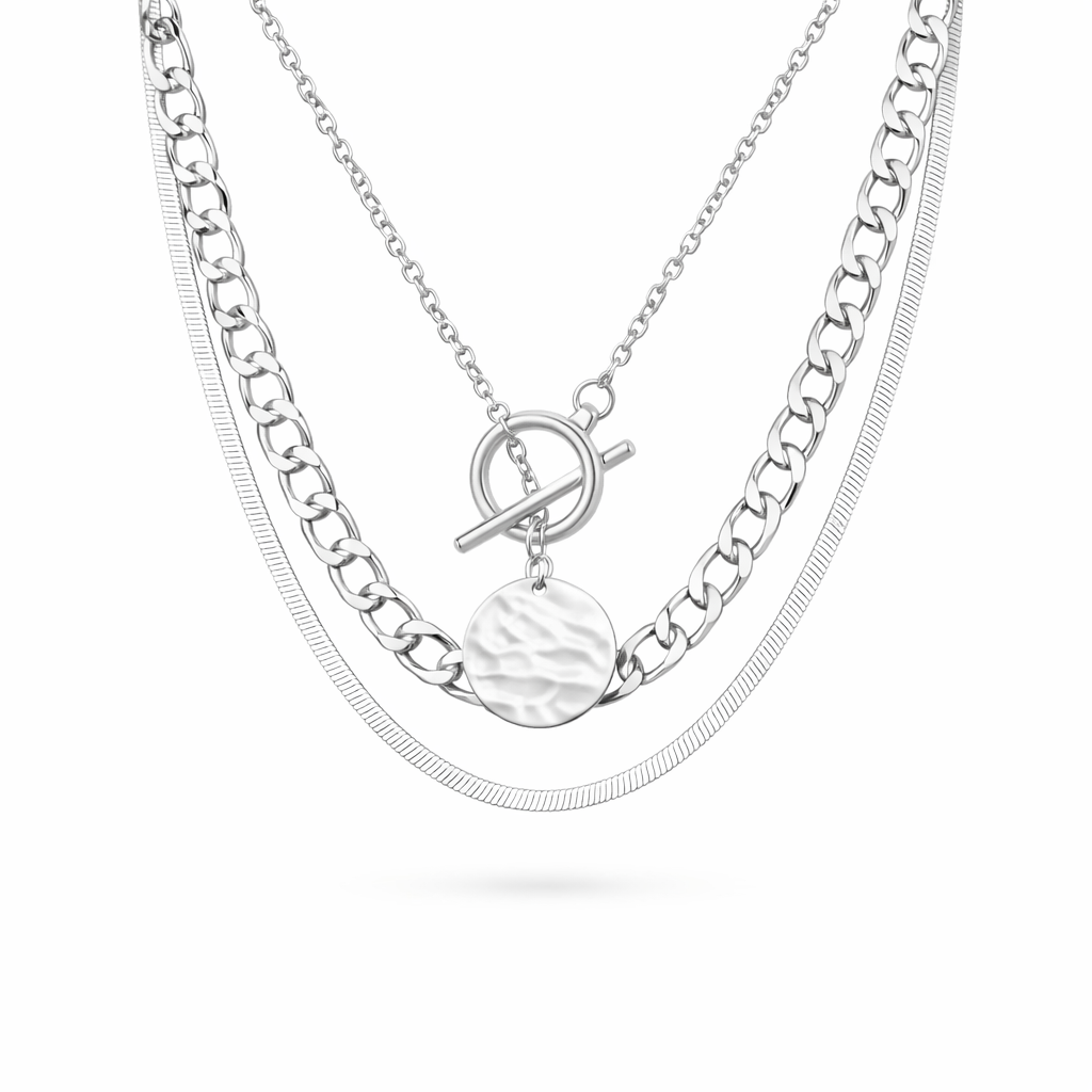 Collar Savira Capas con Moneda Oro Blanco