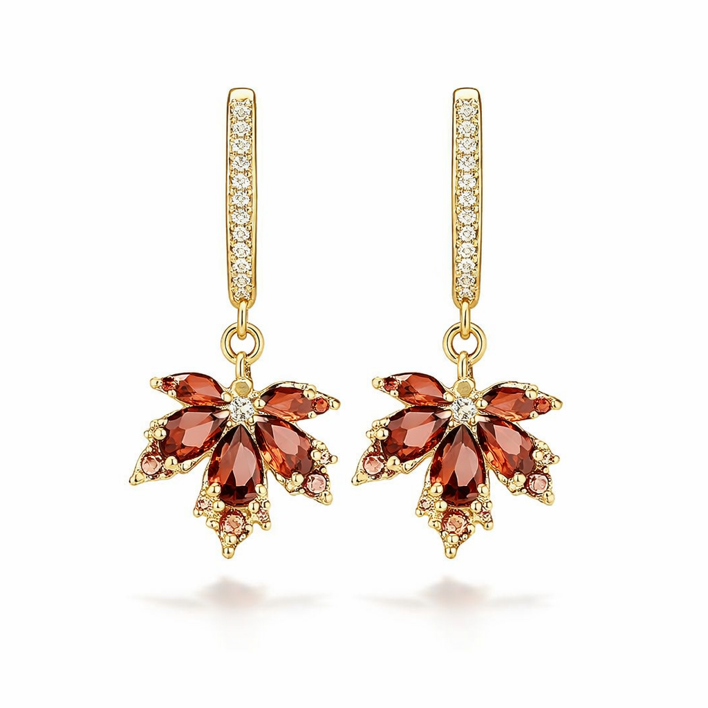 Pendientes Brillo de Hoja con Circonita
