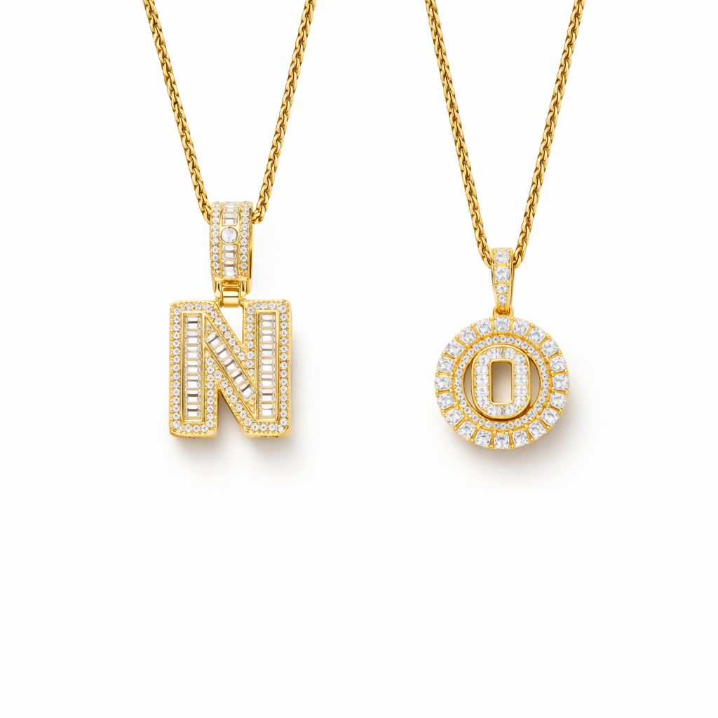 Set de Collares Inicial Pavé Oro Blanco