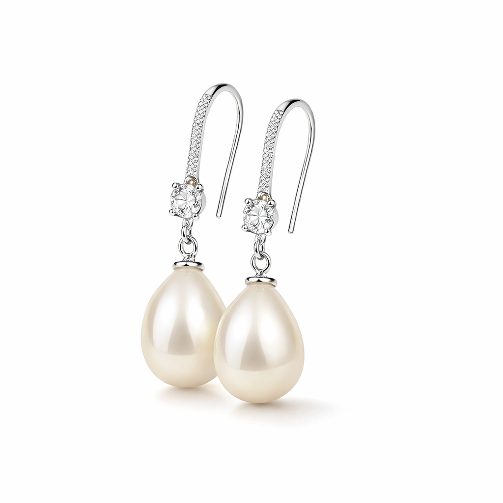 Pendientes Colgantes con Perlas Brillantes