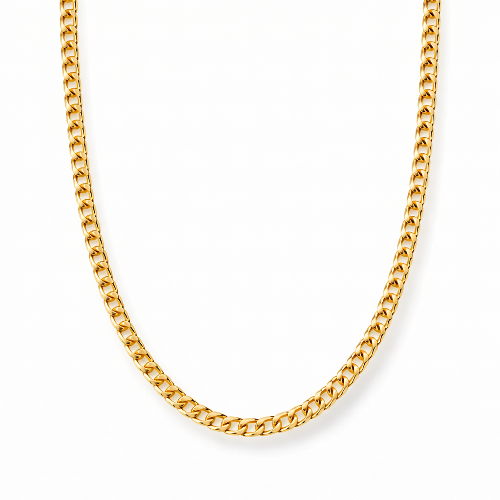 Collar Cadena Curb Plana Oro